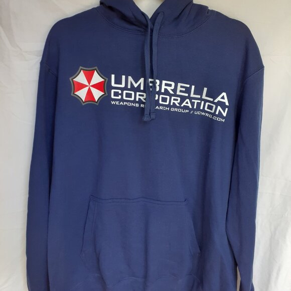 New Large Umbrella Corporation Resident Evil Blue Pullover Hoodie - Picture 6 of 6